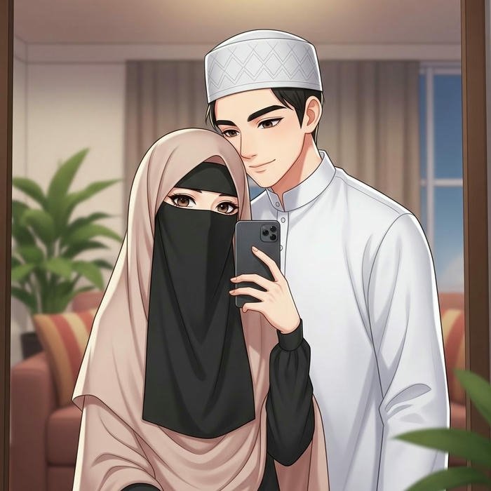 hijab couple dp islamic couple illustration