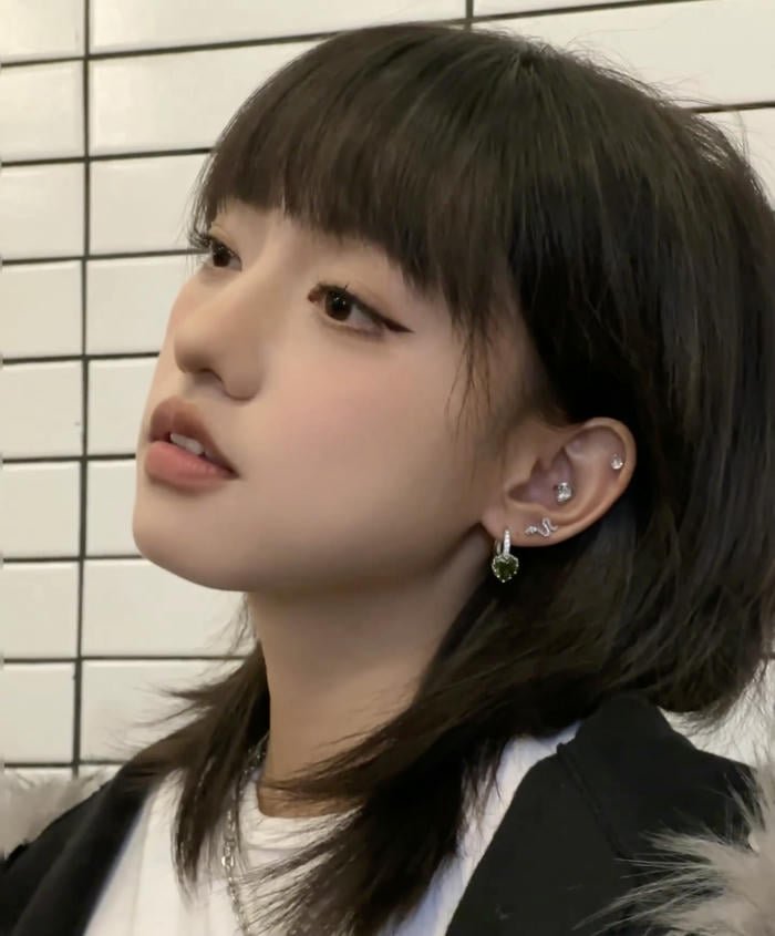 pretty look with delicate earrings