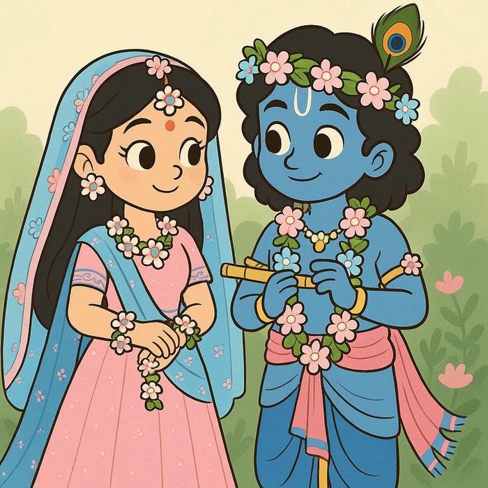 radha krishna cartoon dp adorable devotional dp