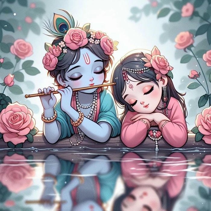 radha krishna cartoon dp colorful devotional avatar