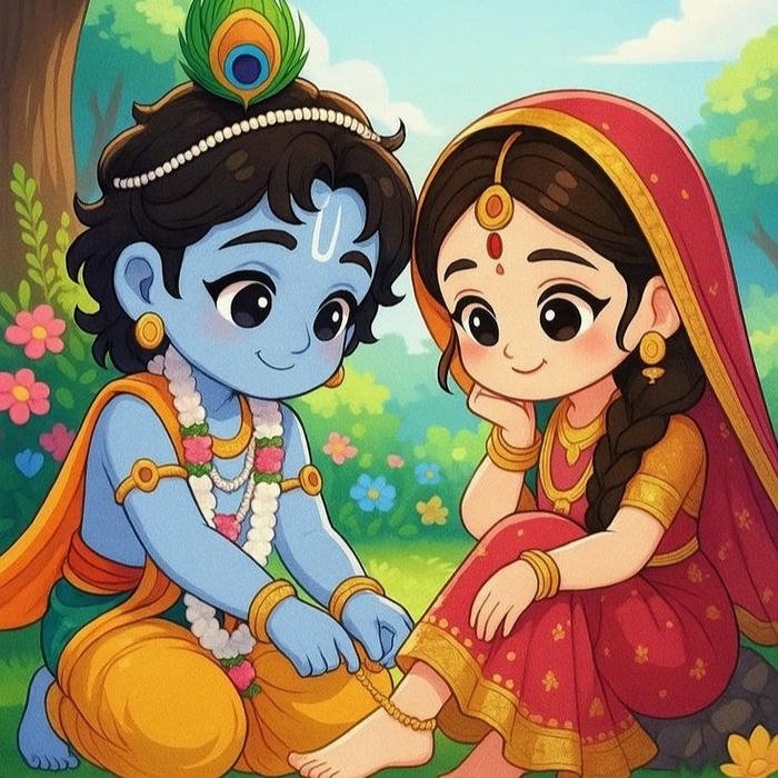 radha krishna cartoon dp cute devotional profile