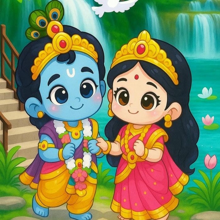 radha krishna cartoon dp sweet bhakti profile