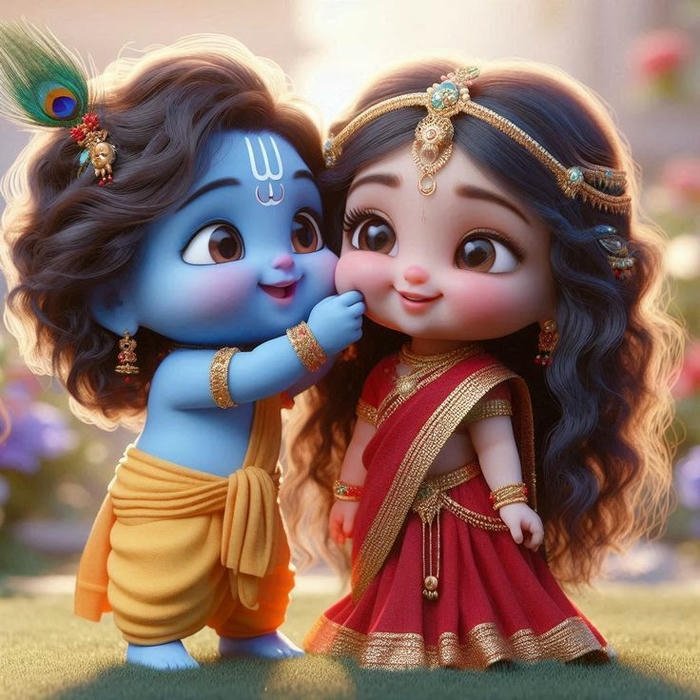 radha krishna cartoon dp traditional bhakti avatar