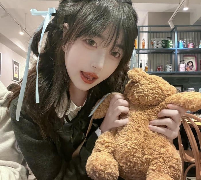 small cute charm in teddy bear girl dp