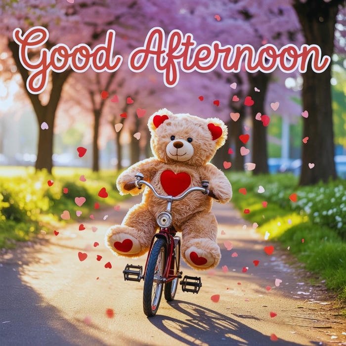 Cute afternoon pic teddy bear bicycle park scene sunny