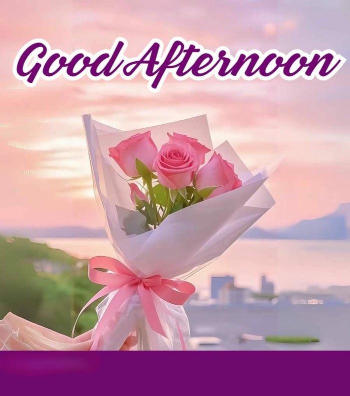 Good afternoon images love pink bouquet scenic sky view