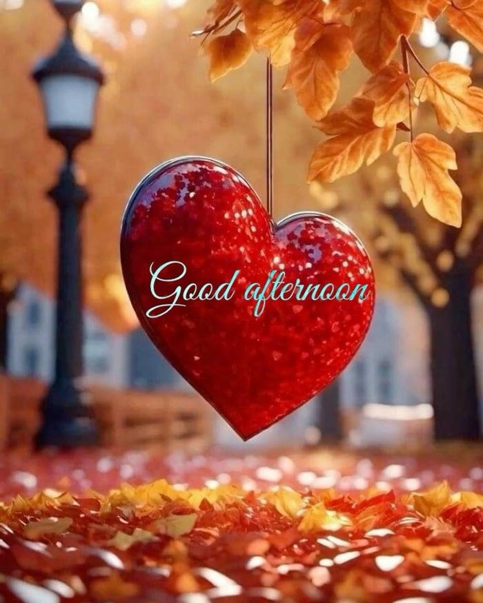 Good afternoon images love red heart autumn leaves nature