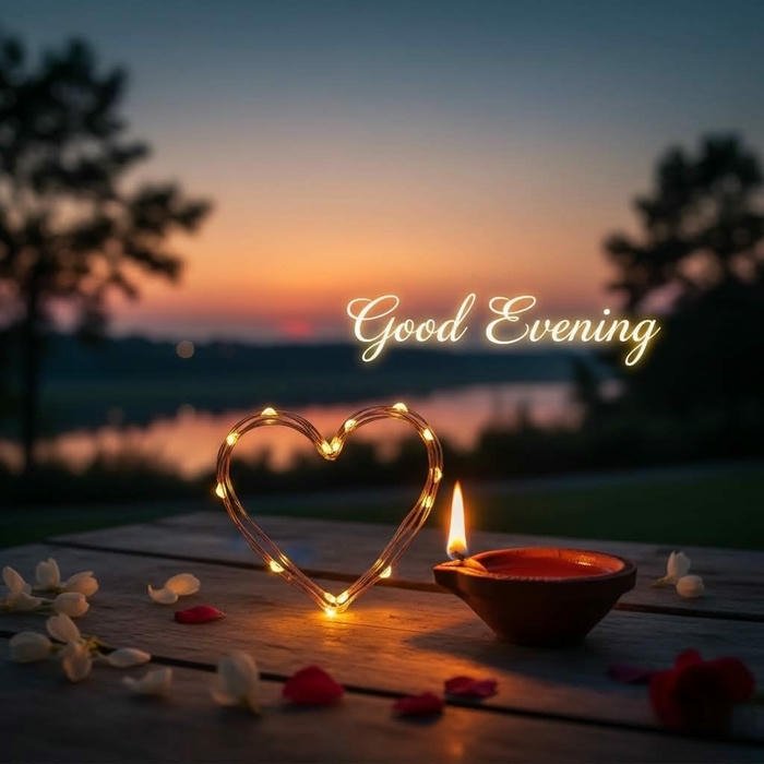 Good evening love image sunset beach candles romantic path view.