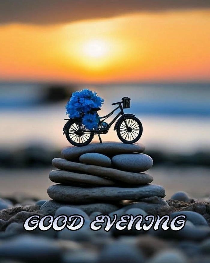 Good evening love image sunset water stones zen peaceful view.