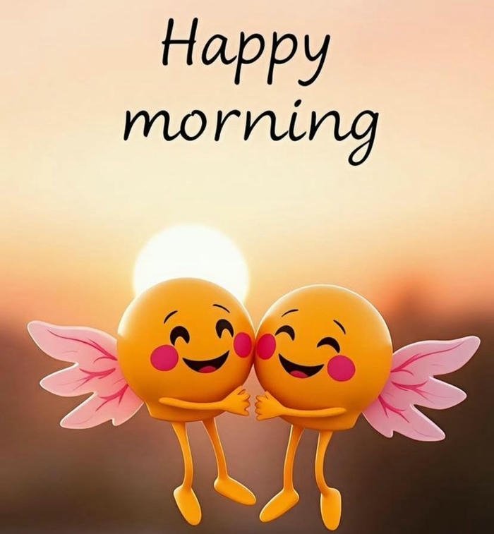 Good morning my love images cute orange characters holding hands