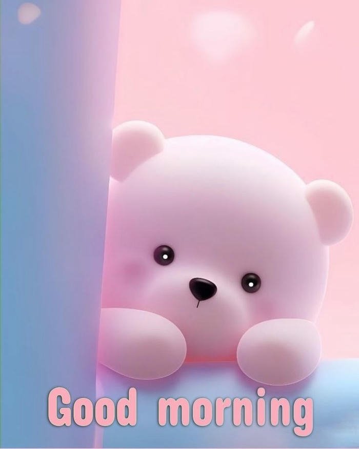Good morning my love images pink teddy bear soft light