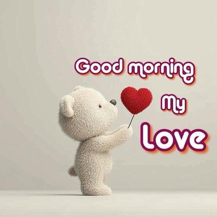 Good morning my love images white bear blowing heart kiss