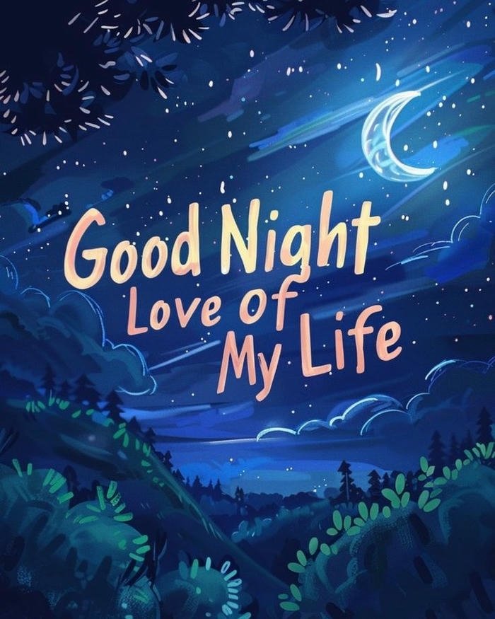 Good night my love images blue night landscape moon trees