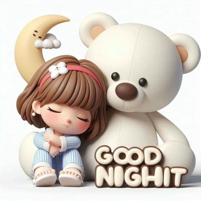 Good night my love images cute doll girl teddy bear