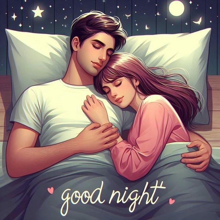 Good night my love images realistic couple sleeping bed top