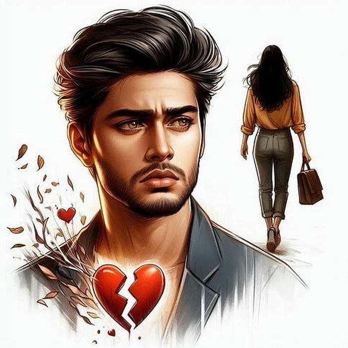 Love breakup images sad man portrait artistic splash style.