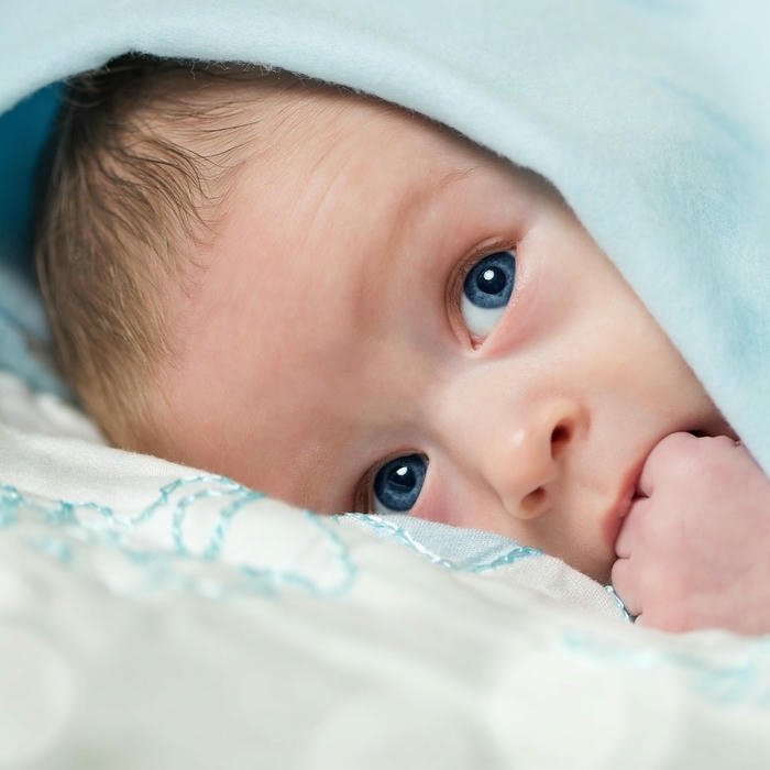 Love cute baby images blue blanket peeking eyes view