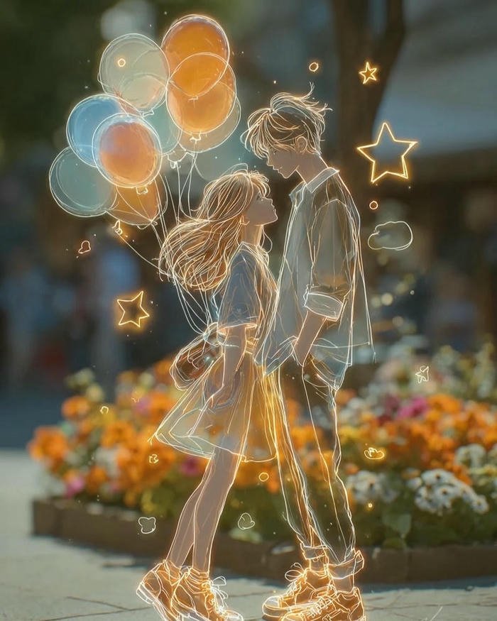 Miniature dolls kissing in a garden romantic couple wallpaper.