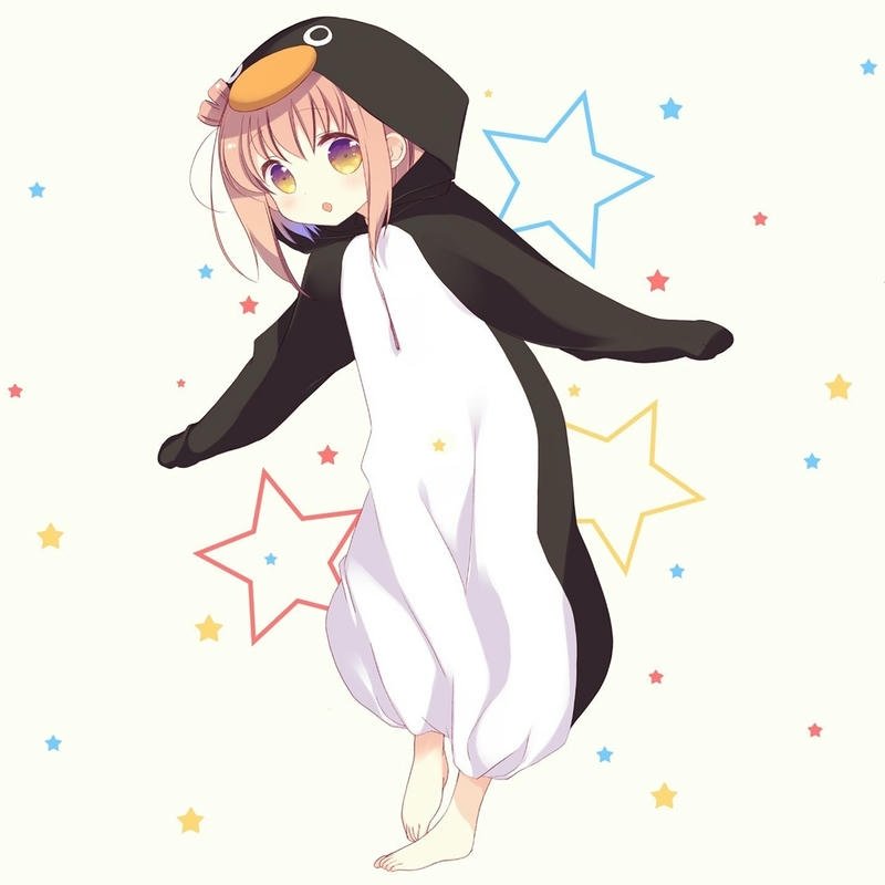 Penguin dp anime girl wearing cute white penguin onesie