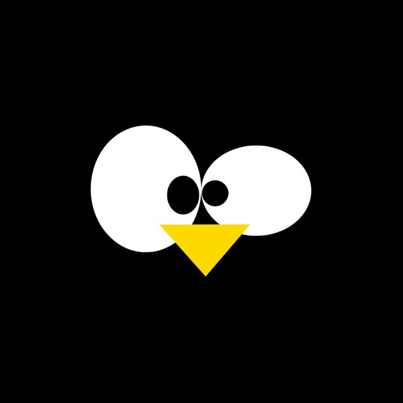 Penguin dp big eyes looking out from dark background