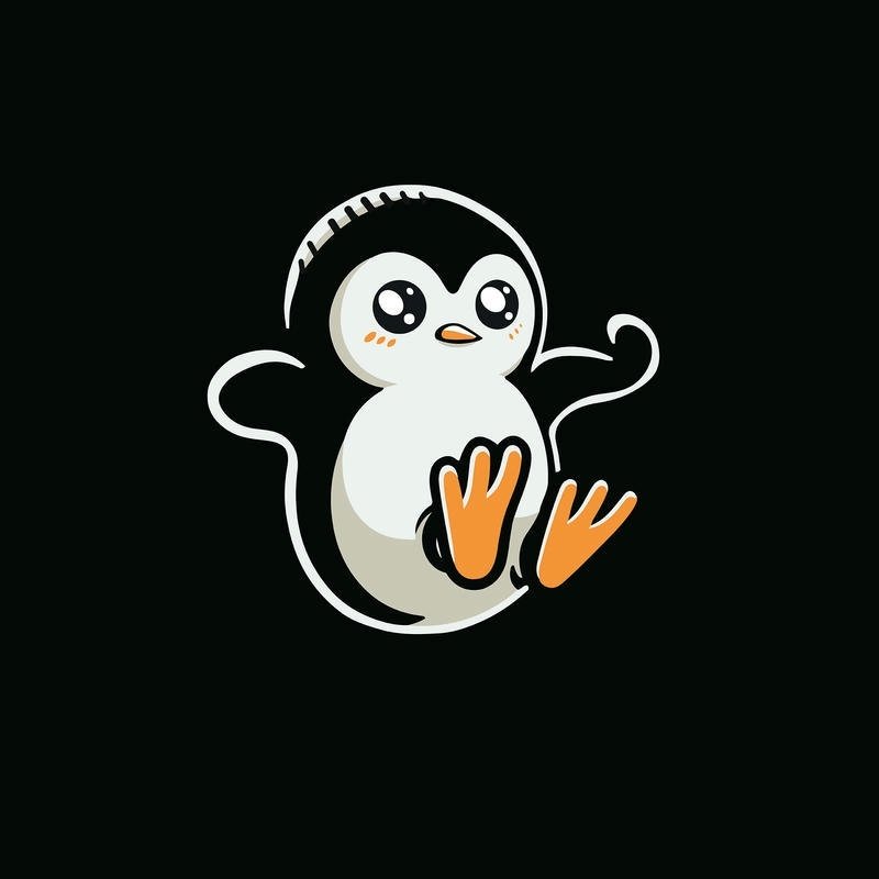 Penguin dp simple white outline on black background art