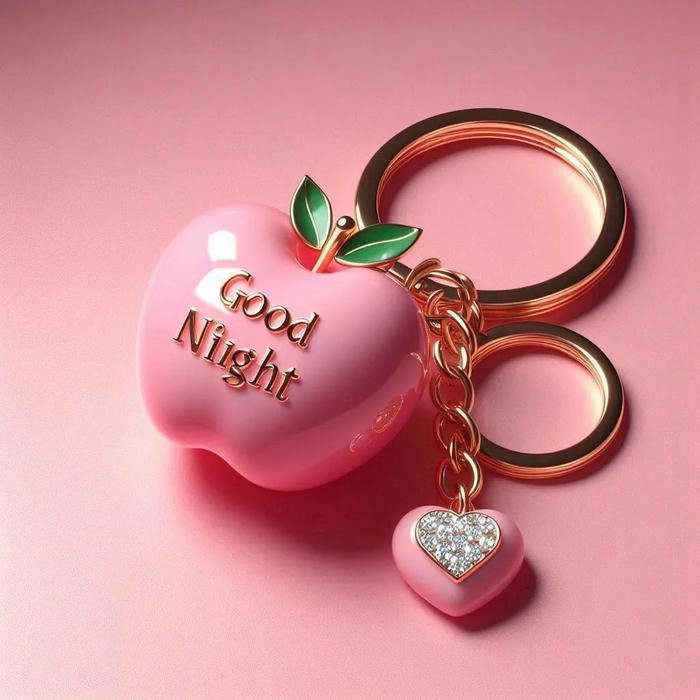 Pink apple heart keychain love sweet night accessory photo