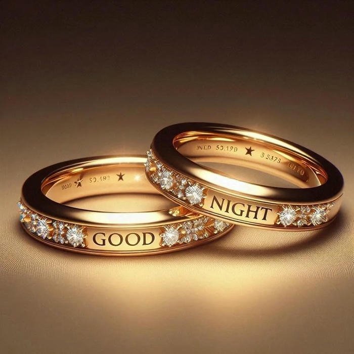 Romantic wedding rings gold shine love evening photo art