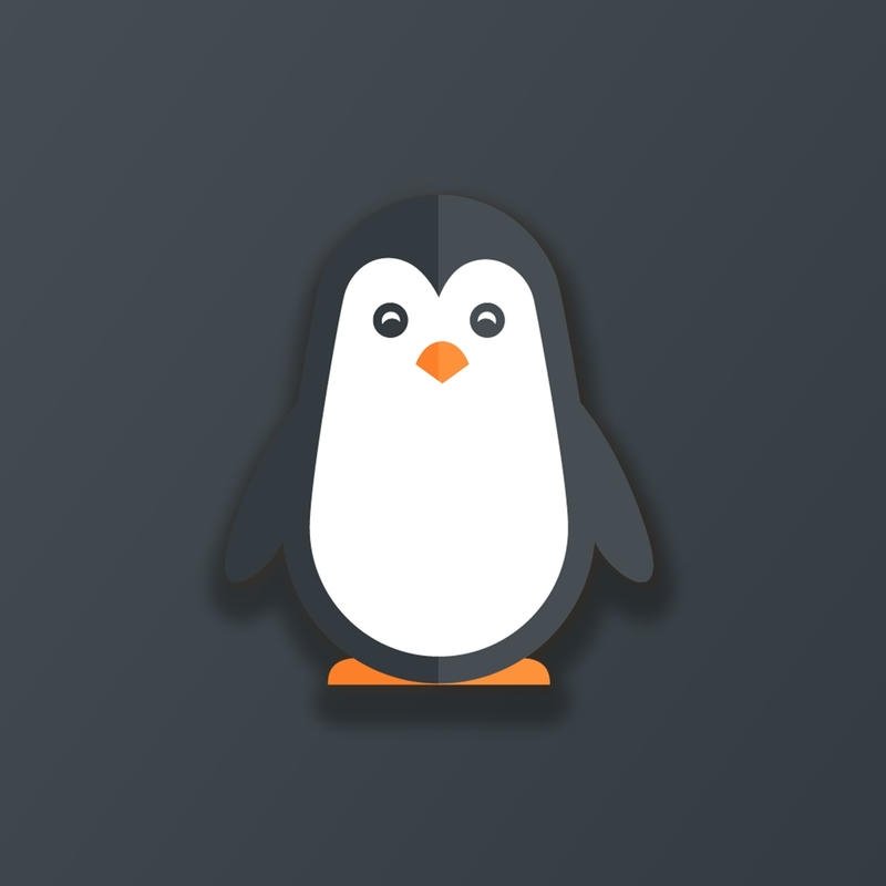 Simple penguin icon standing on dark grey background