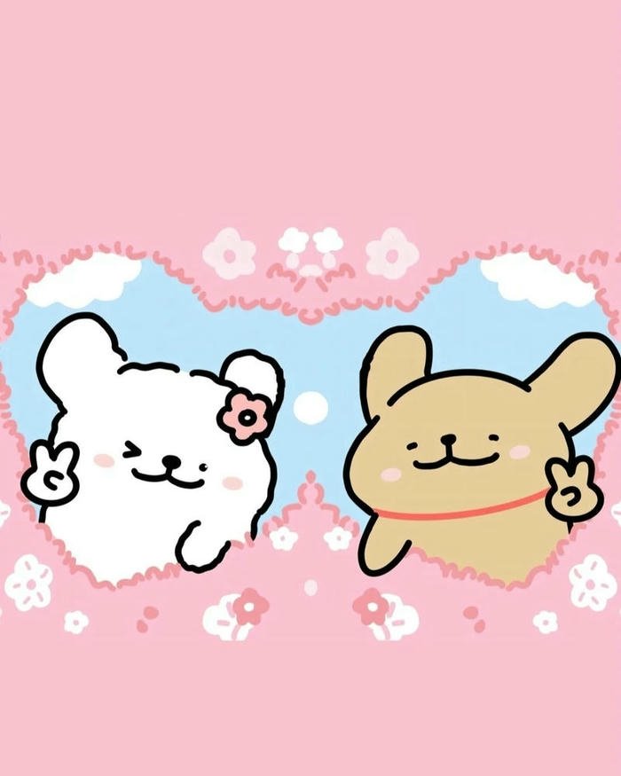 Two adorable white and brown bunnies cute love images.