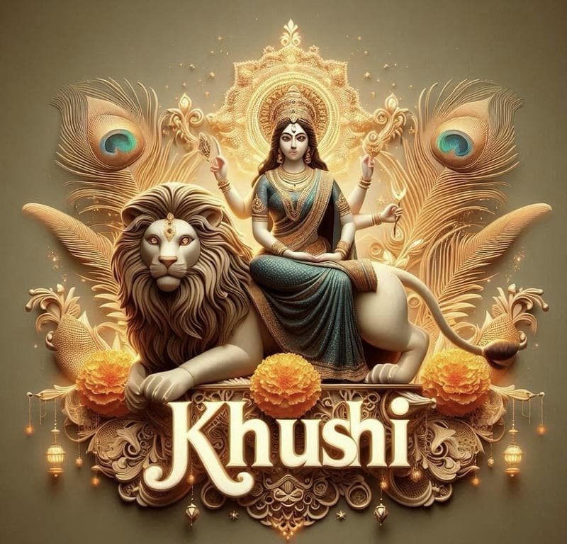 golden sunshine floral calligraphy khushi name dp