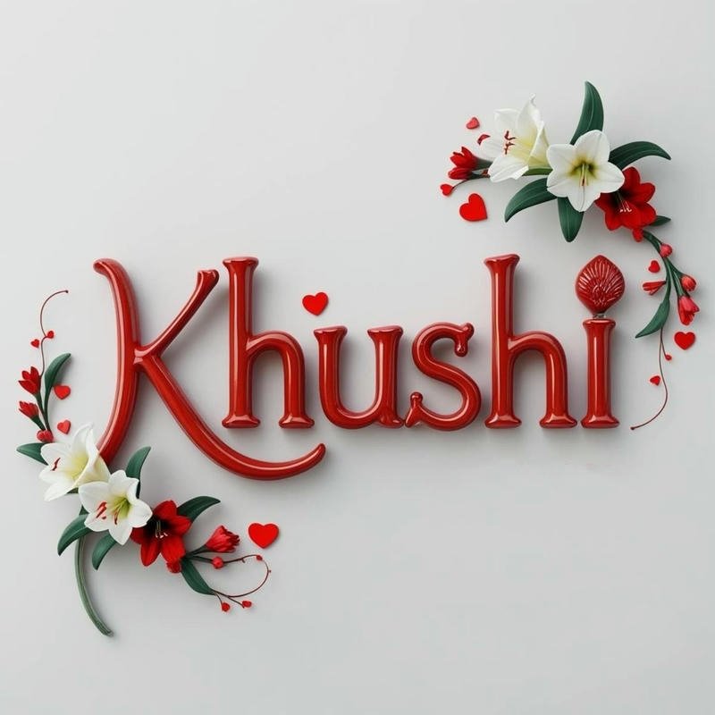 neon flower gradient text khushi name dp