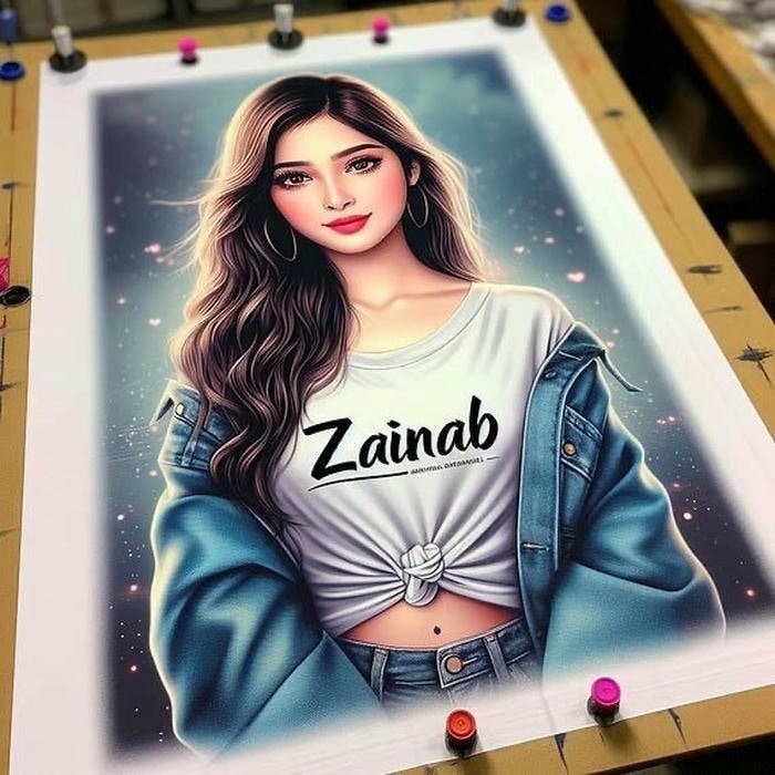 zainab name dp celestial ink style