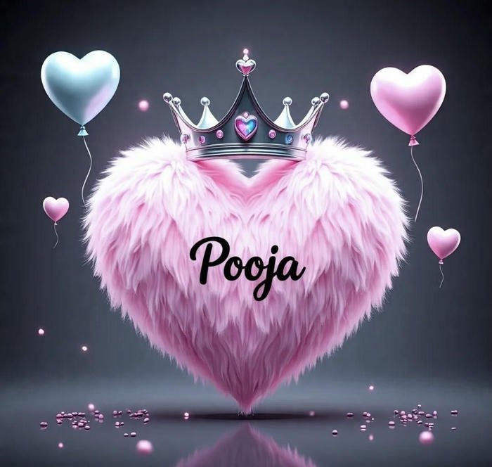 Aesthetic pooja name dp surrounded by hearts