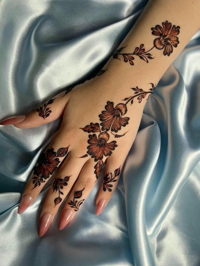 Artistic mehndi pattern inspired by traditional elements