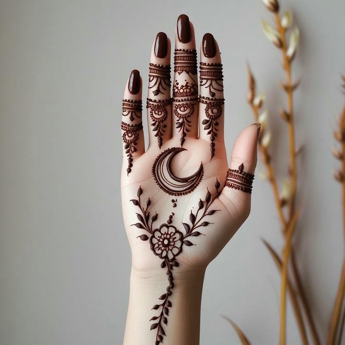 Chand mehndi design blending classic and modern aesthetics