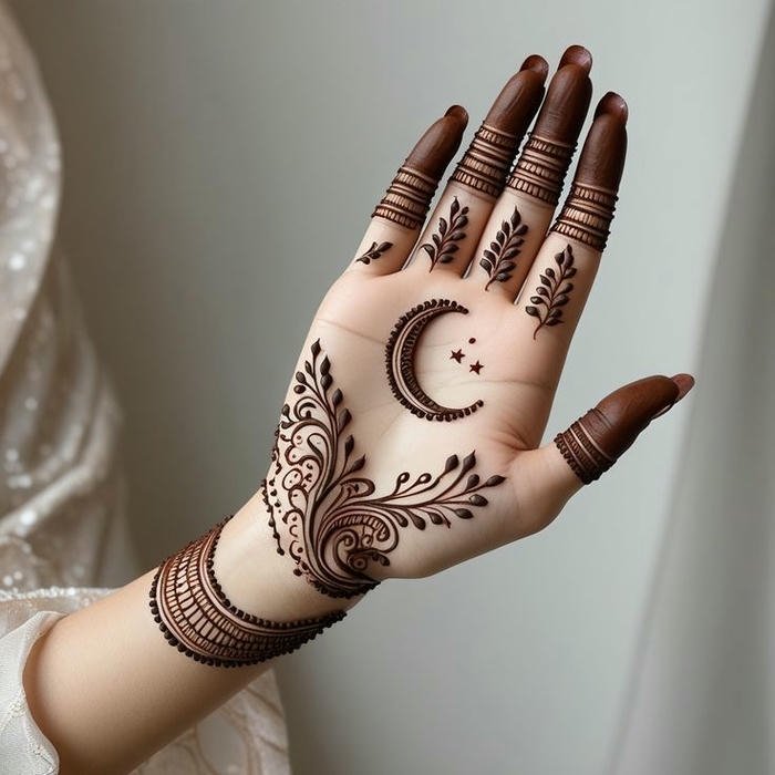 Chand mehndi design inspired by traditional henna artistry