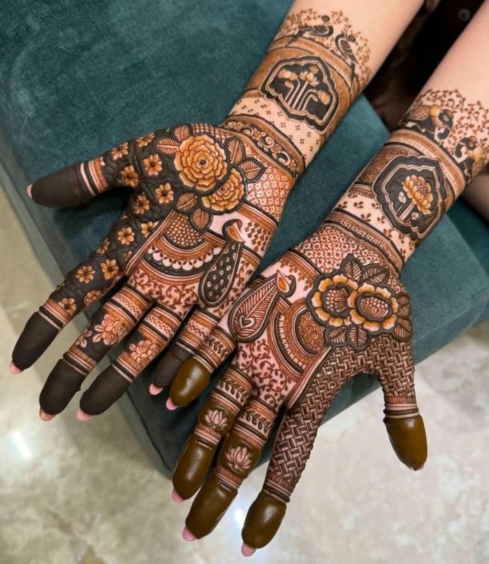 Charming henna layout themed around teej