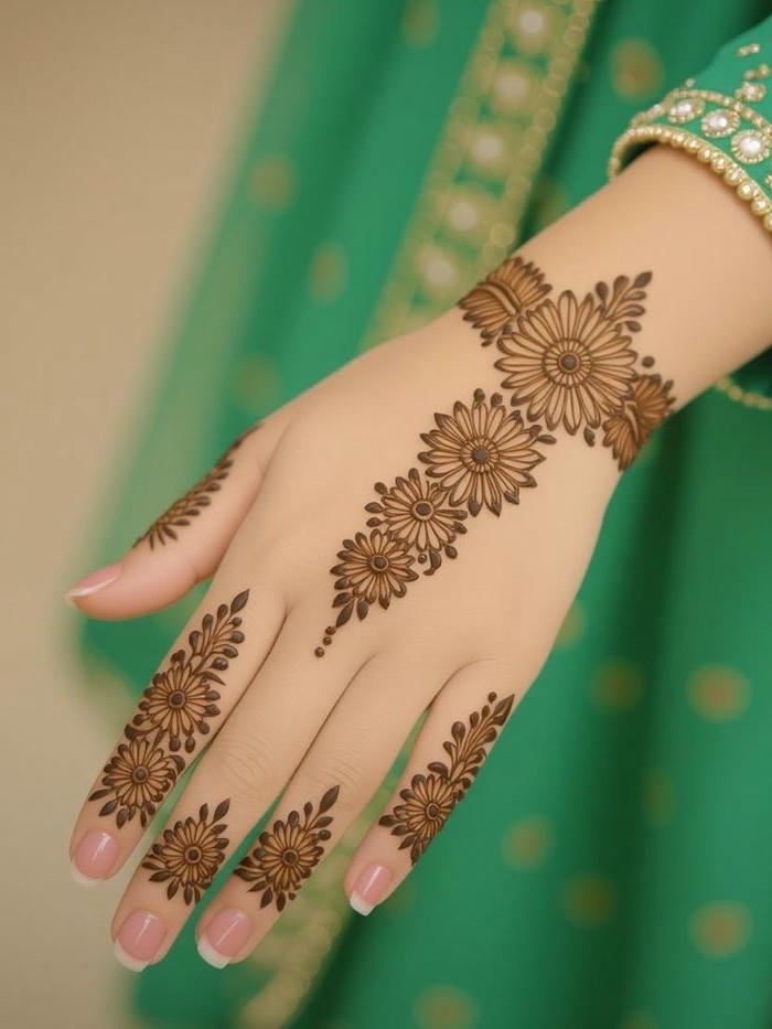 Charming mehndi artwork with balanced decorative motifs