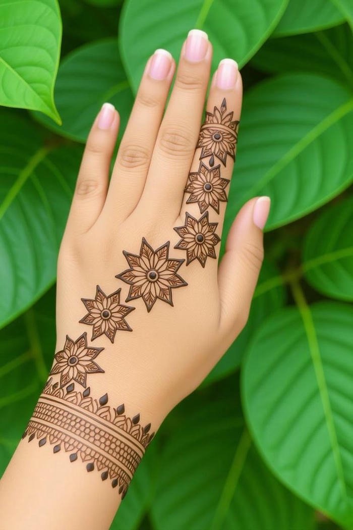 Creative mehndi art presenting harmonious decorative strokes