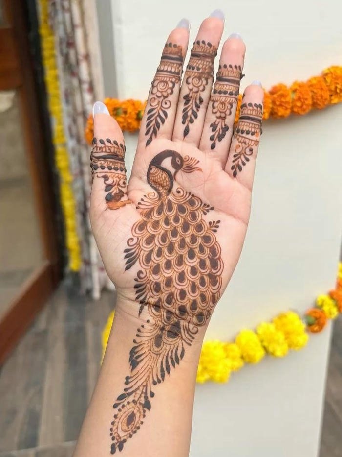 Creative peacock feather mehndi style artwork