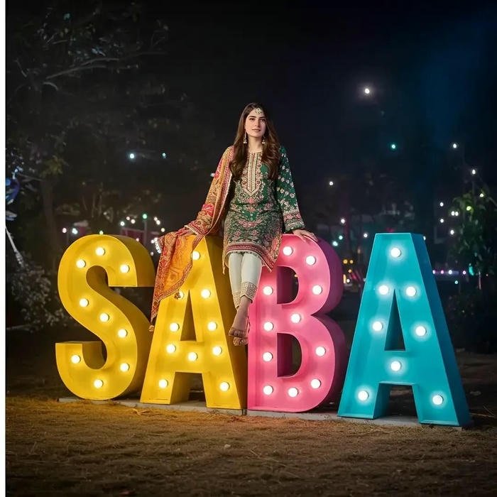 Cute angel eyes sparkle saba name dp