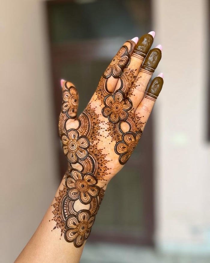 Intricate henna pattern celebrating teej festival