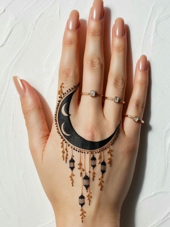 Mehndi design moon elegant patterns with delicate details