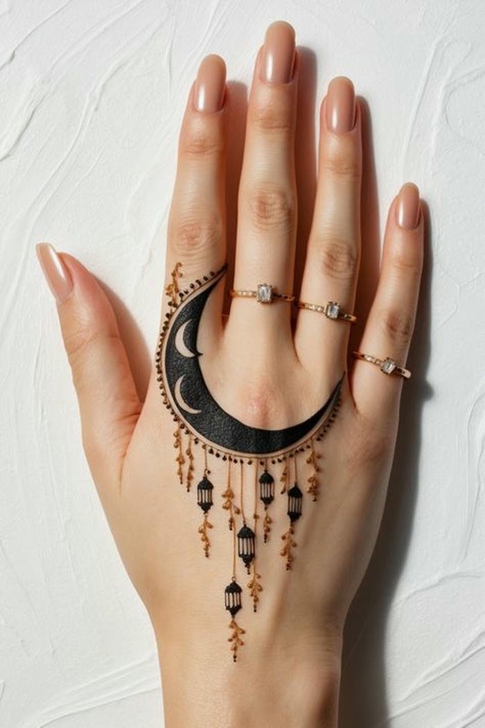 Minimal henna design displaying neat elegant structure