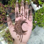 Moon mehndi design neat arrangement enhancing natural ornamental charm