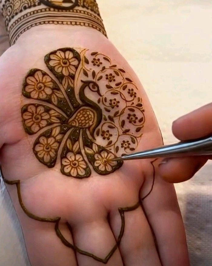 Peacock mehndi design blending tradition and elegance