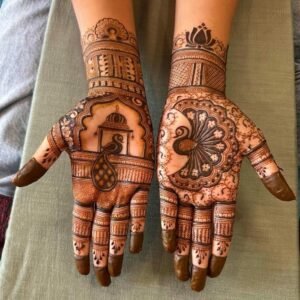 Peacock mehndi design expressing vibrant cultural aesthetics