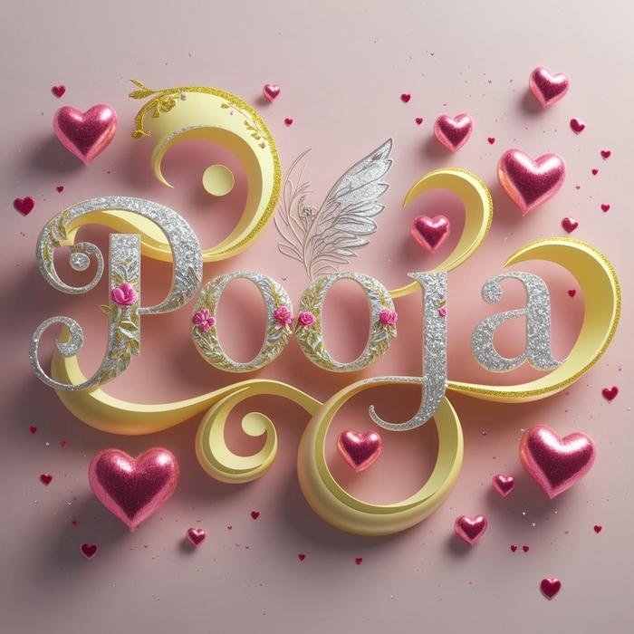 Pooja name dp soft look with hearts