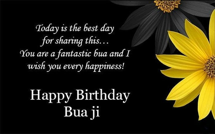 Respectful birthday greeting written for bua ji
