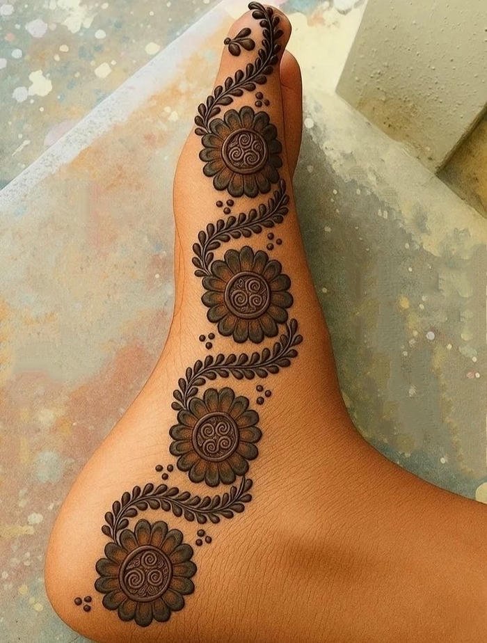 Stylish leg henna pattern in minimal form